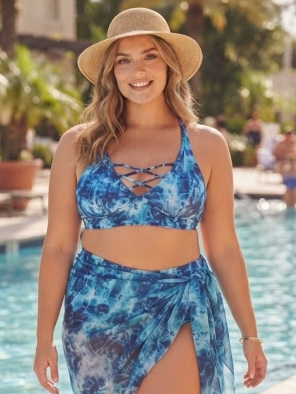 Coastal Blue Swim Top  Size 3X  NWOT